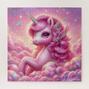 Puzzle Unicornio brillante púrpura y rosa purpurina