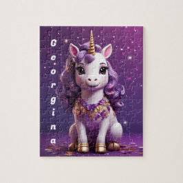 Puzzle Unicornio color rosa morado personalizado