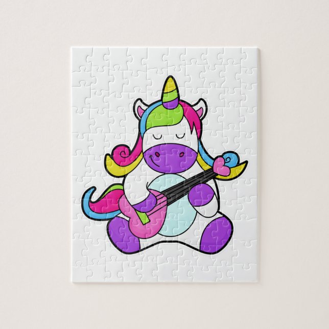 Puzzle Unicornio como músico con guitarra (Vertical)