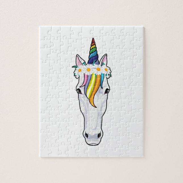 Puzzle Unicornio con flores (Vertical)