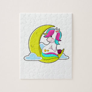 Puzzle Unicornio con nubes y luna