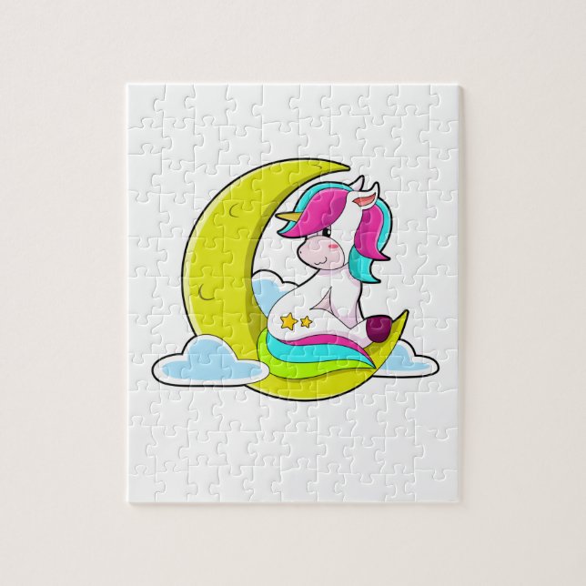 Puzzle Unicornio con nubes y luna (Vertical)