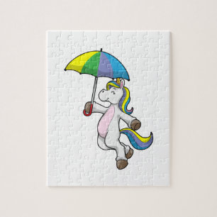 Puzzle Unicornio con paraguas