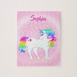 Puzzle Unicornio Cute Whimsical Pink Stars