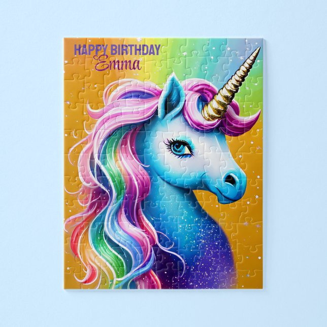 Puzzle Unicornio de cumpleaños feliz personalizado con no (Subido por el creador)