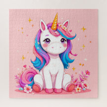 Unicornio de dibujos animados lindo fantasía mágic