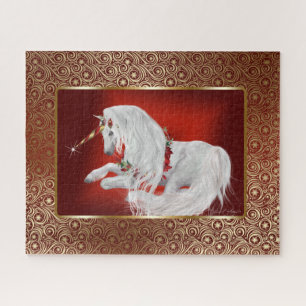 Puzzle Unicornio de la Fantasía de Oro Rojo Ruby