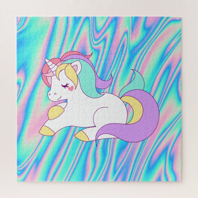 Puzzle Unicornio de moda Arcoíris Holográfico (Vertical)