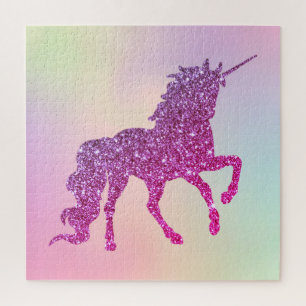 Puzzle Unicornio de Purpurina con Degradado Abstracto de