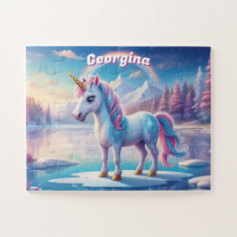 Puzzle Unicornio dulce en lago congelado