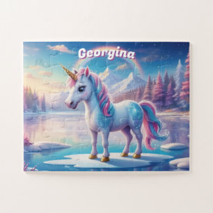 Puzzle Unicornio dulce en lago congelado