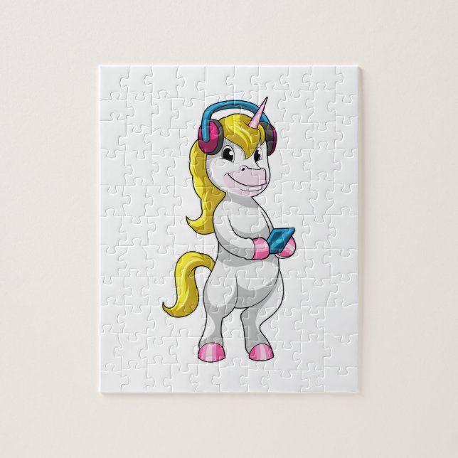 Puzzle Unicornio en Escucha Música con Auriculares (Vertical)
