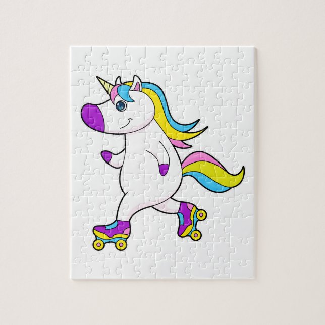 Puzzle Unicornio en patinaje en línea con patines (Vertical)