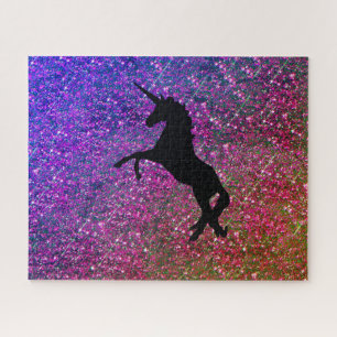 Puzzle unicornio en purpurina rosa