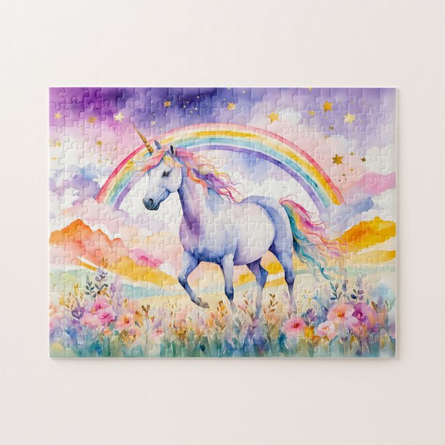 Puzzle Unicornio Encantado Bajo Un Espectacular Cielo Arc (Horizontal)