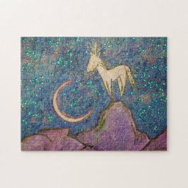 Puzzle Unicornio encaramado en una montaña con el ánimo d