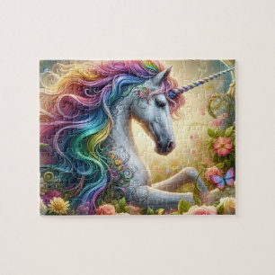 Puzzle Unicornio Floral Majestuoso