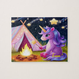 Puzzle Unicornio Kawaii Acampando Bajo el Cielo Estrellad