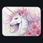 Puzzle Unicornio mágico<br><div class="desc">Unicornio color agua dulce con flores rosas, decoración floral.</div>