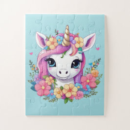 Puzzle Unicornio mágico con flores