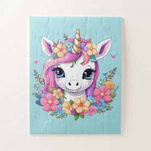 Puzzle Unicornio mágico con flores