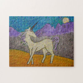 Puzzle Unicornio mirando hacia atrás a la luna