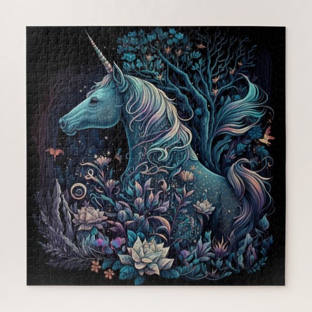 Puzzle Unicornio místico - Bosque de fantasía (Vertical)