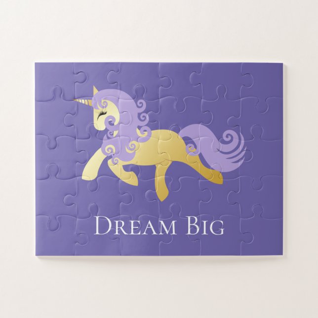 Puzzle Unicornio morado dorado (Horizontal)