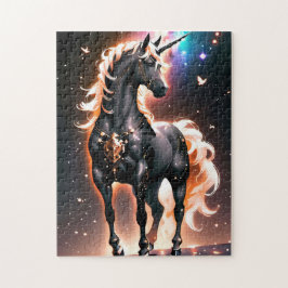 Puzzle Unicornio negro brillante encantado