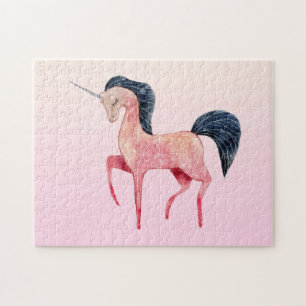 Puzzle Unicornio nórdico rosa con mango negro