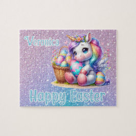 Puzzle Unicornio Personalizado Feliz Pascua