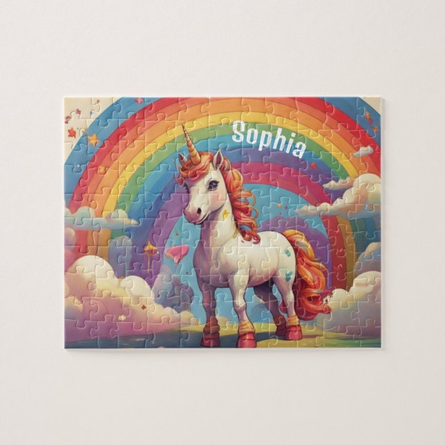 Puzzle Unicornio personalizado retro (Horizontal)