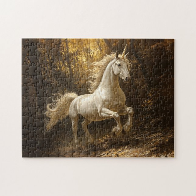 Puzzle Unicornio recorriendo la pintura forestal (Horizontal)