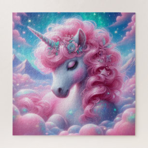 Puzzle Unicornio rosa y azul