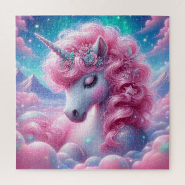 Puzzle Unicornio rosa y azul (Vertical)