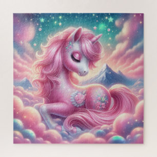 Puzzle Unicornio rosa y azul