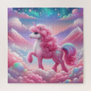 Puzzle Unicornio rosa y azul