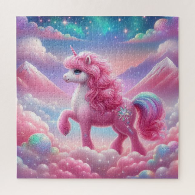 Puzzle Unicornio rosa y azul (Vertical)