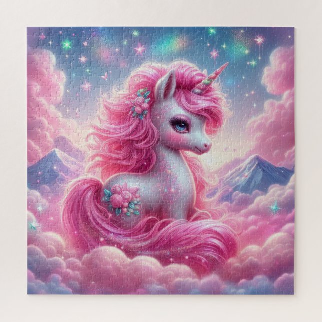 Puzzle Unicornio rosa y azul (Vertical)