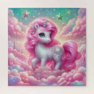 Puzzle Unicornio rosa y azul