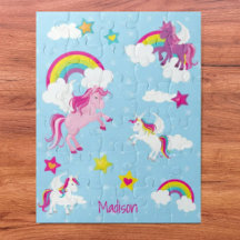 Unicornio rosa y morado y arcoiris