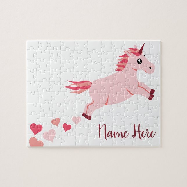 Puzzle Unicornio rosado del corazón de Rubor (Horizontal)