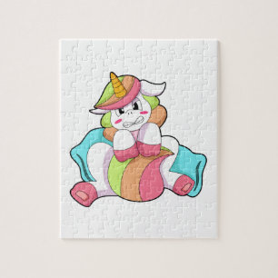 Puzzle Unicornio tímido con almohada