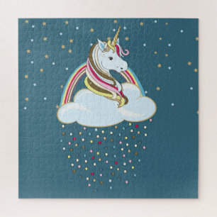 Puzzle Unicornio vintage: Ilustracion de nubes arcoiris