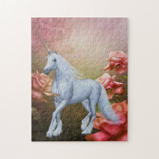 Puzzle Unicornio Y Rosas Fantasía Arte De Caballos