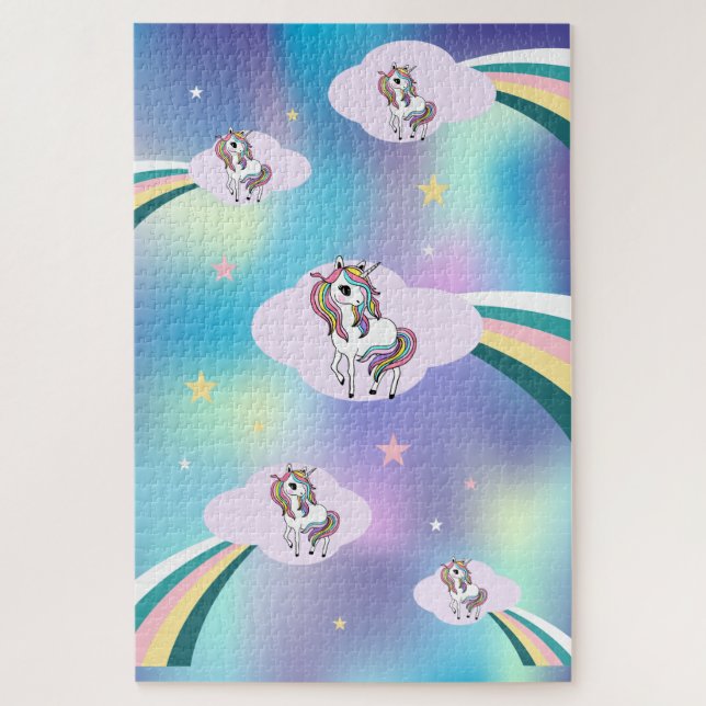 Puzzle Unicornios De Moda Arcoíris (Vertical)
