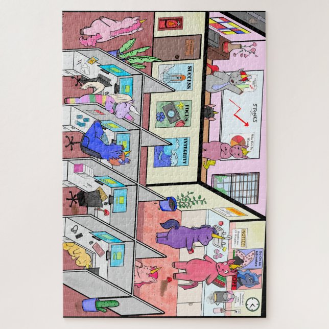 Puzzle Unicornios en el trabajo (Vertical)