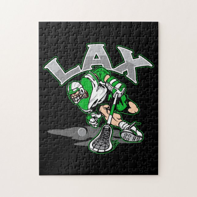 Puzzle Uniforme del verde del jugador de LaCrosse (Vertical)
