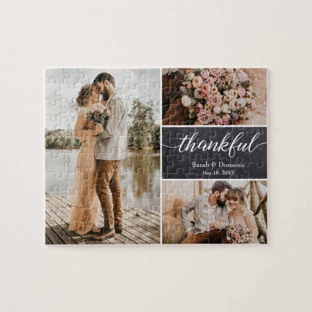 Puzzle Unique Wedding Thank You Photo Collage (Horizontal)