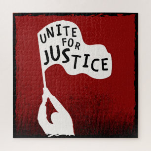 Puzzle Unite for Justice! Protest Slogan Banner